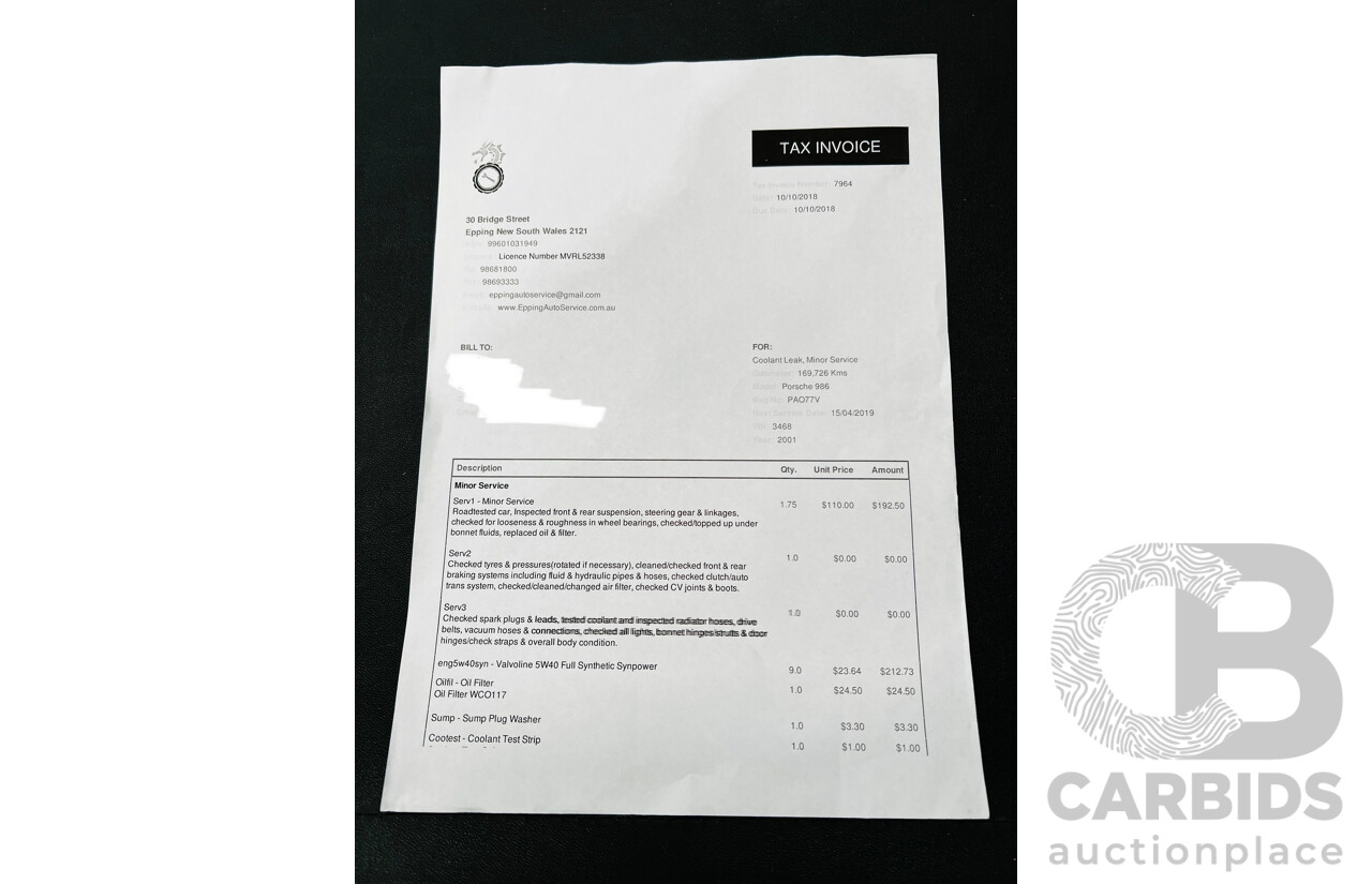 6/2001 Porsche Boxster 986 2d Roadster Arctic Silver 2.7L