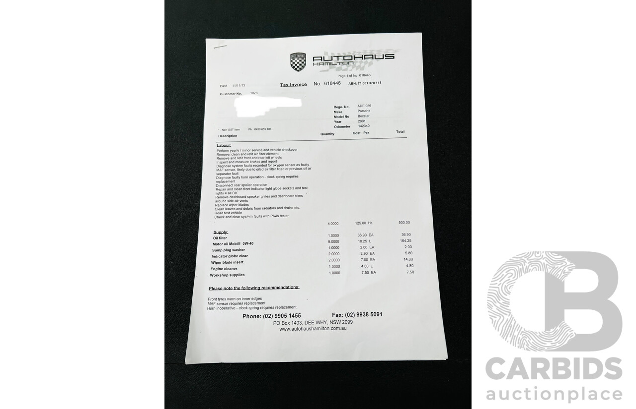 6/2001 Porsche Boxster 986 2d Roadster Arctic Silver 2.7L