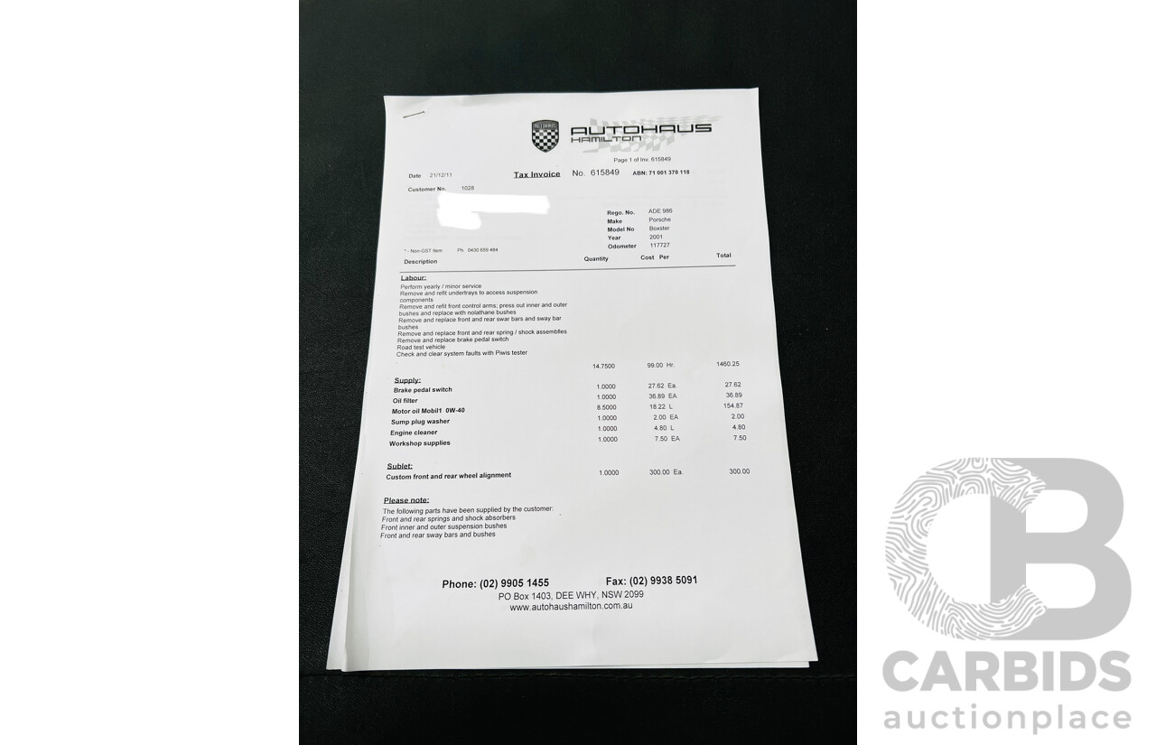 6/2001 Porsche Boxster 986 2d Roadster Arctic Silver 2.7L