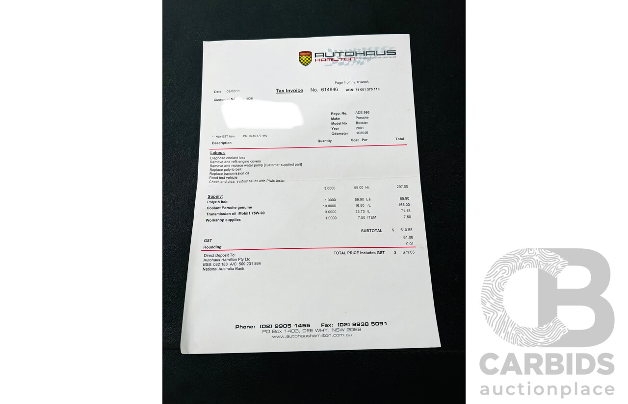 6/2001 Porsche Boxster 986 2d Roadster Arctic Silver 2.7L