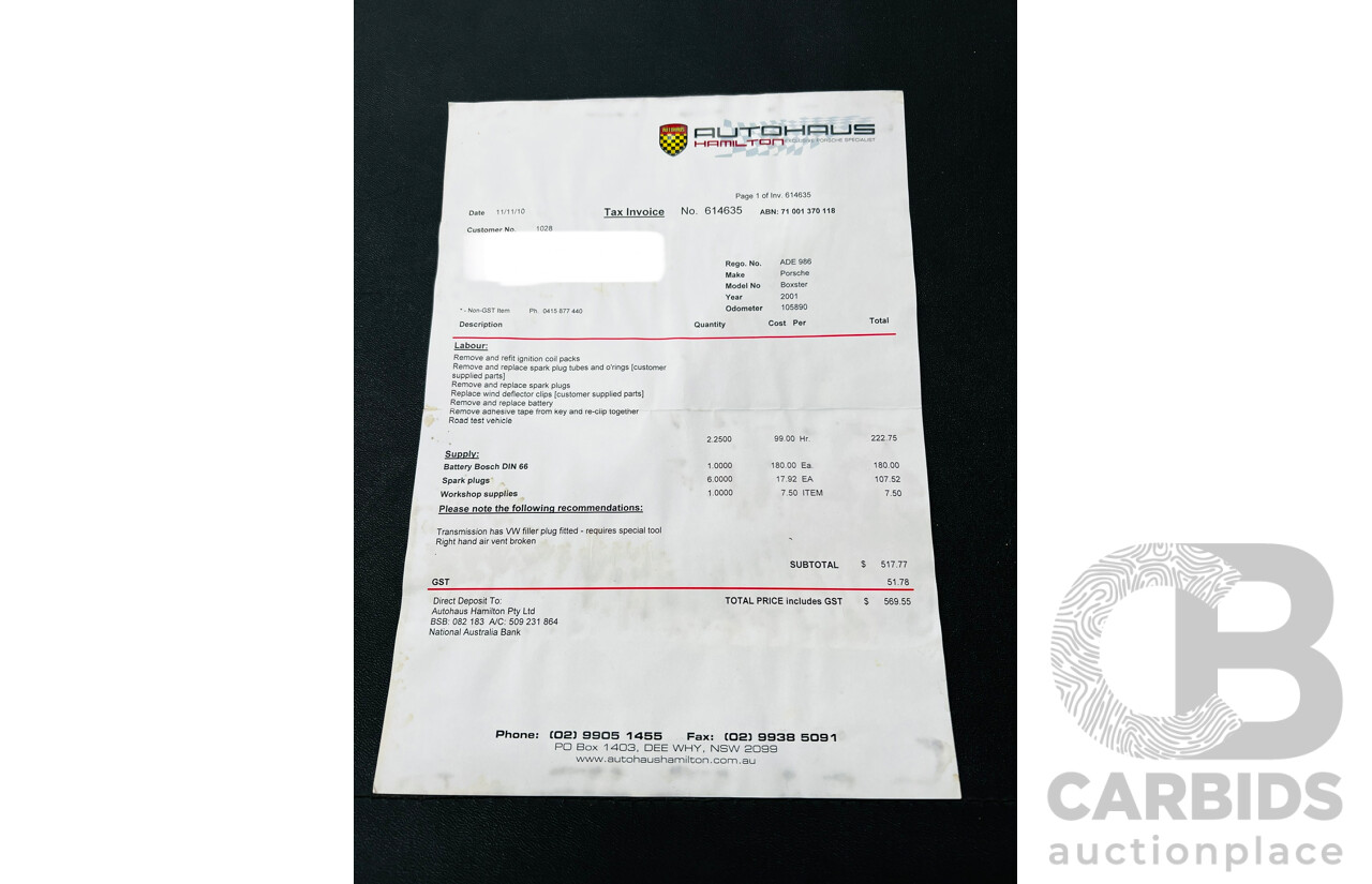 6/2001 Porsche Boxster 986 2d Roadster Arctic Silver 2.7L