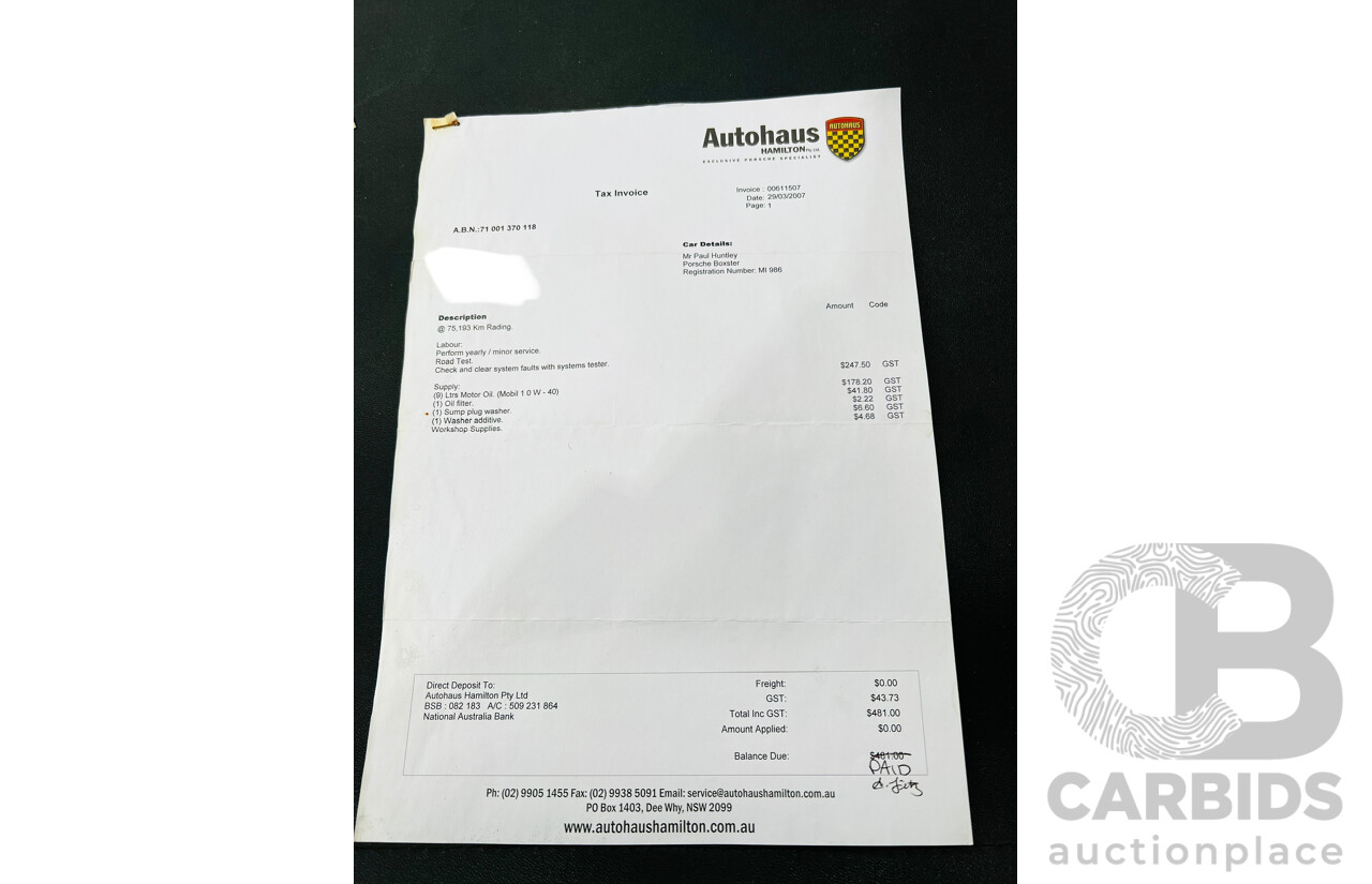 6/2001 Porsche Boxster 986 2d Roadster Arctic Silver 2.7L