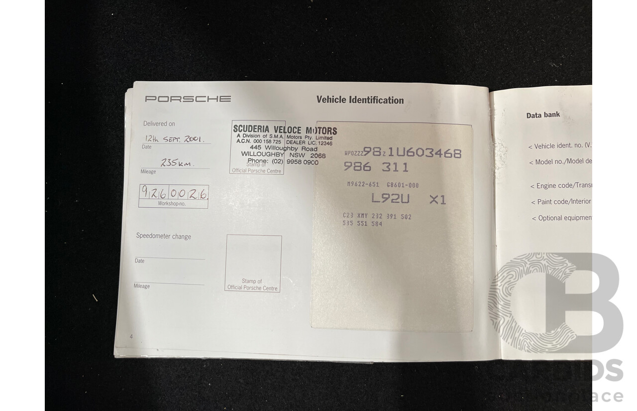 6/2001 Porsche Boxster 986 2d Roadster Arctic Silver 2.7L