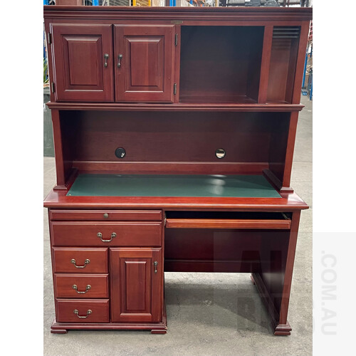 Bridgeton Dark Cherry Veneer Desk and Hutch