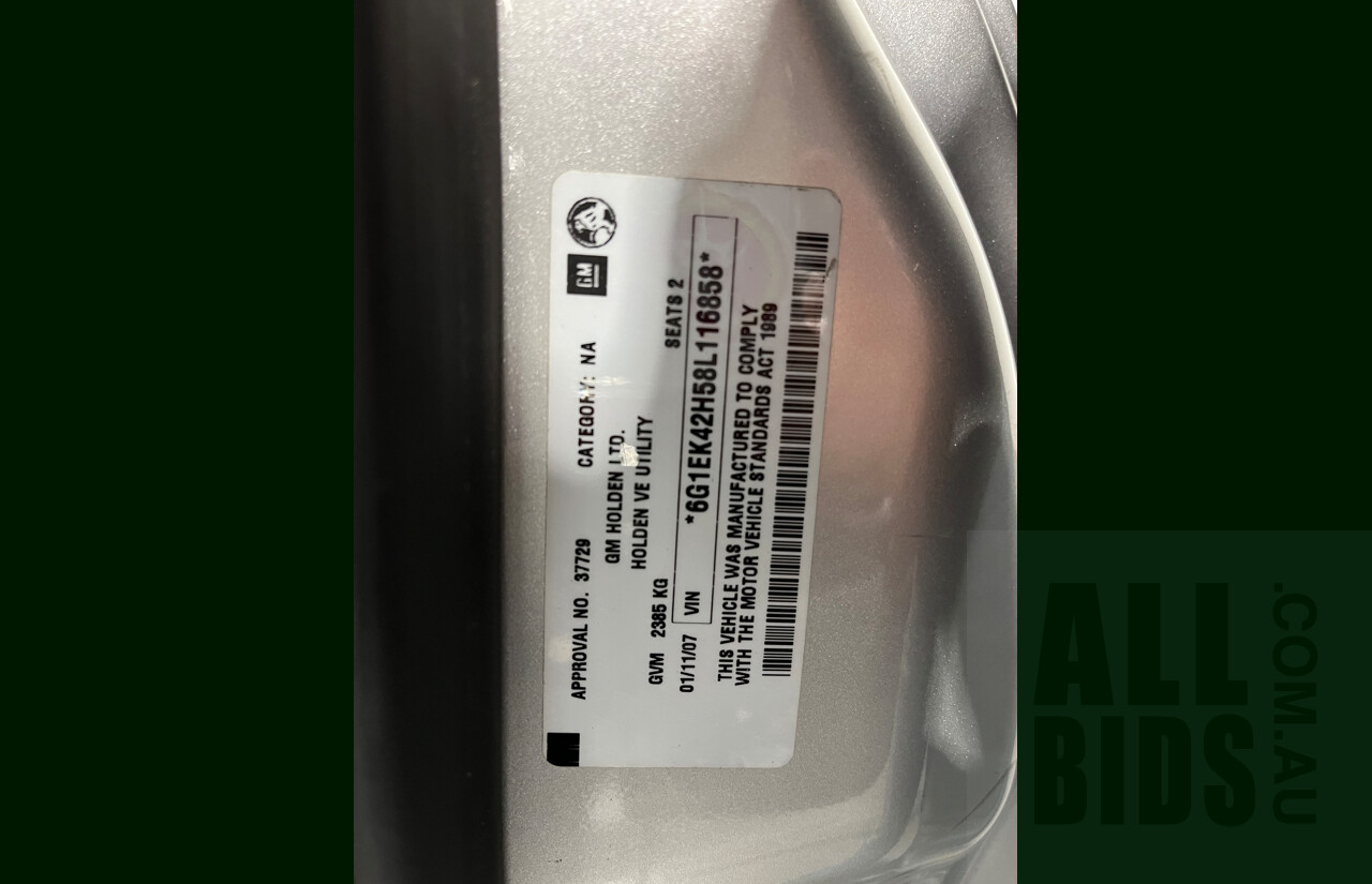 11/2007 Holden Commodore SS VE Utility Silver 6.0L V8