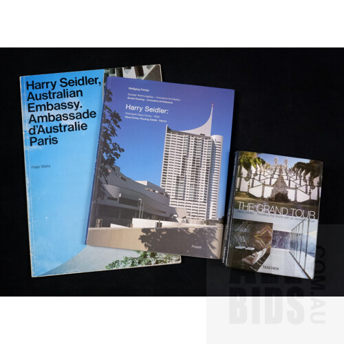 Three Harry Seidler Books Including Australian Embassy Paris with Photographs by Max Dupain, Signed Neue Donau Housing Estate Vienna and More