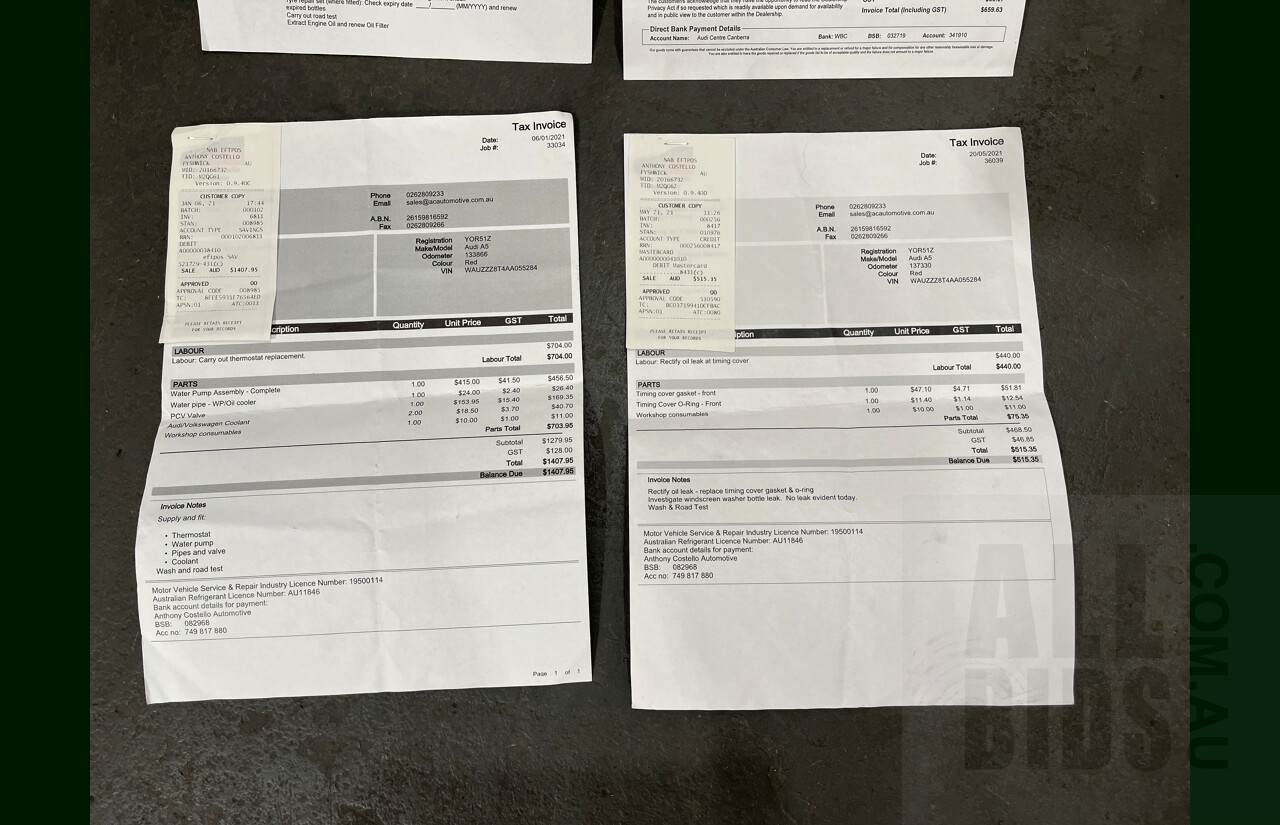 2/2010 Audi A5 S-Line 2.0 TFSI Quattro 8T 2d Coupe Red 2.0L Turbo