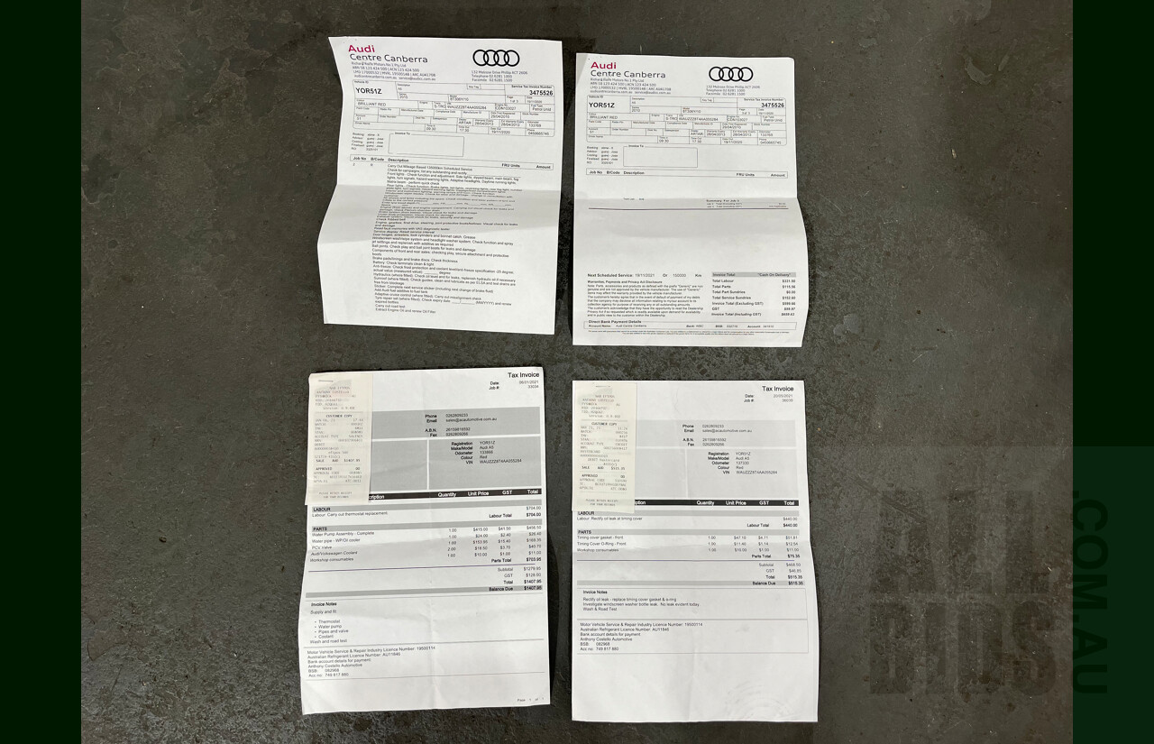 2/2010 Audi A5 S-Line 2.0 TFSI Quattro 8T 2d Coupe Red 2.0L Turbo