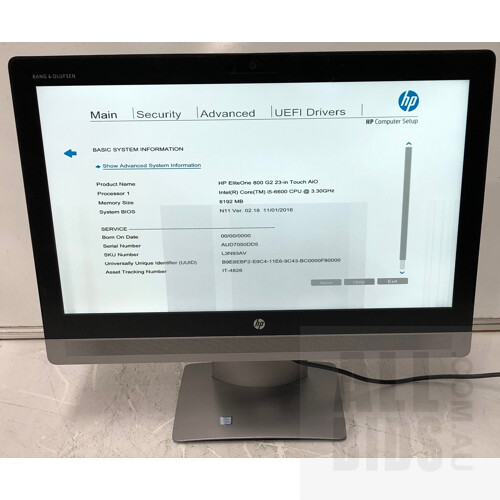 HP EliteOne 800 G2 Intel Core i5 (6600) 3.30GHz 4-Core CPU 23-Inch Touchscreen All-in-One Computer
