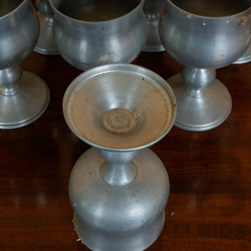Set of Eight Vintage Gove Melbourne Pewter Goblets