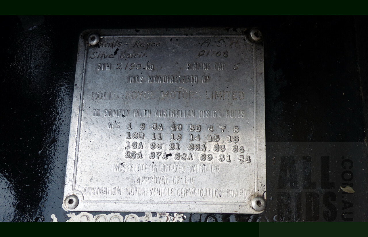 1/1981 Rolls-Royce Silver Spirit 4d Sedan White 6.7L V8