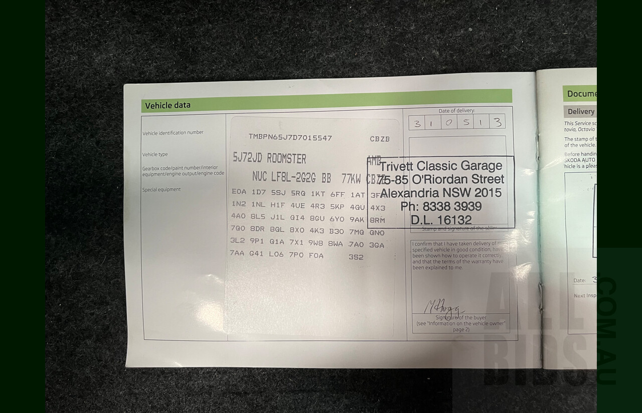 4/2013 Skoda Roomster 77 TSI 5J 4d Wagon Grey 1.2L