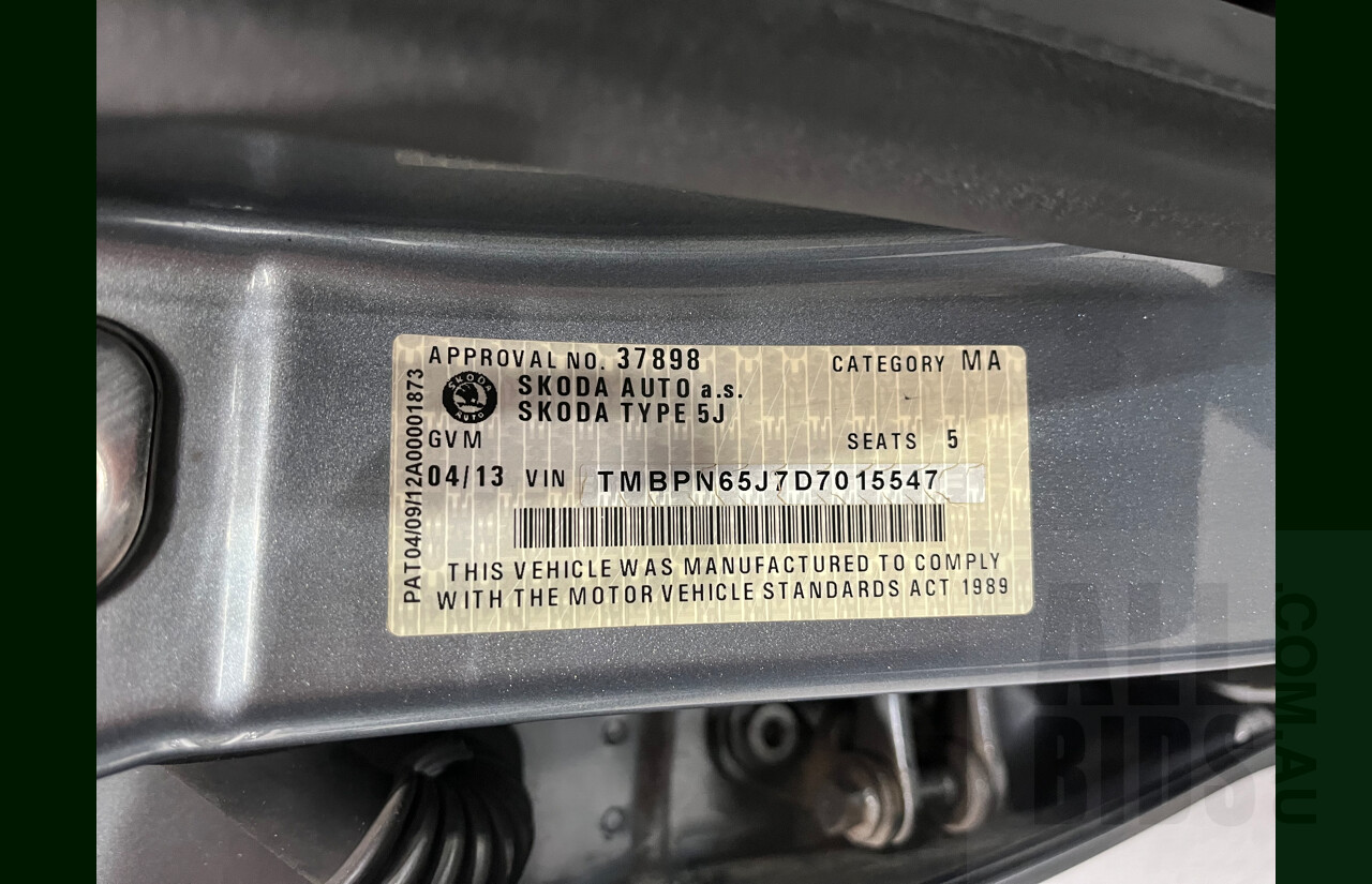 4/2013 Skoda Roomster 77 TSI 5J 4d Wagon Grey 1.2L