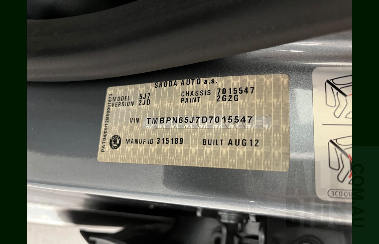 4/2013 Skoda Roomster 77 TSI 5J 4d Wagon Grey 1.2L