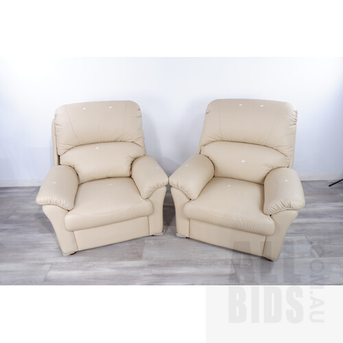 Garstone Designs Beige Leather Three Seater Lounge with Two Armchairs