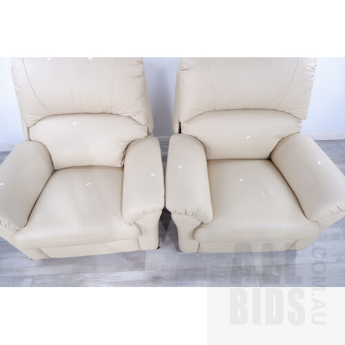 Garstone Designs Beige Leather Three Seater Lounge with Two Armchairs