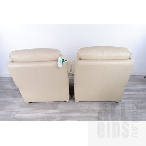 Garstone Designs Beige Leather Three Seater Lounge with Two Armchairs