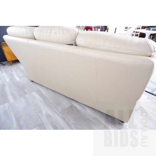 Garstone Designs Beige Leather Three Seater Lounge with Two Armchairs