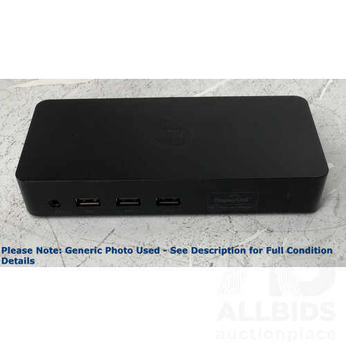 Dell (D3100) UHD 4K USB 3.0 Docking Station w/ Power Supply & Cables