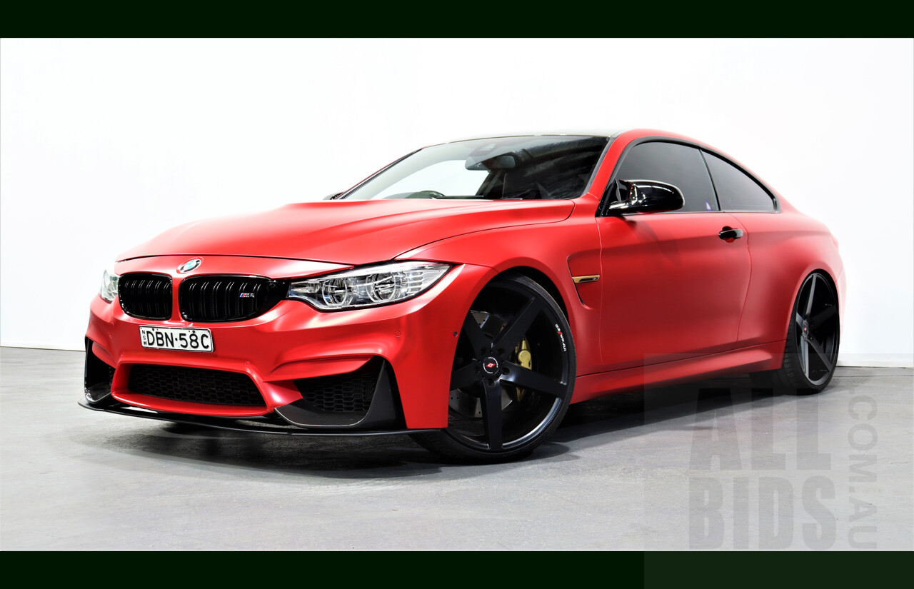 9/2015 BMW M4  F82 LCI 2d Coupe White White Wrapped Matte Red Chrome 3.0L Twin Turbo