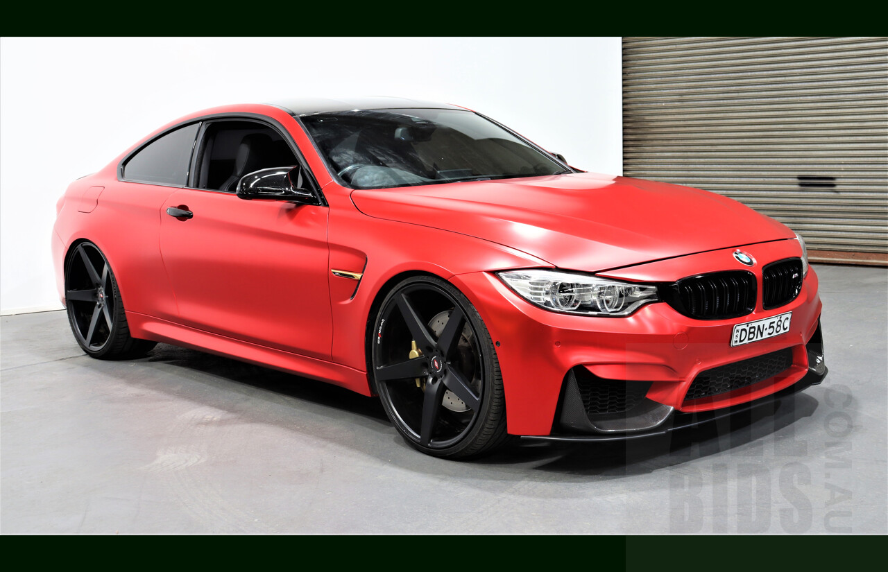 9/2015 BMW M4  F82 LCI 2d Coupe White White Wrapped Matte Red Chrome 3.0L Twin Turbo