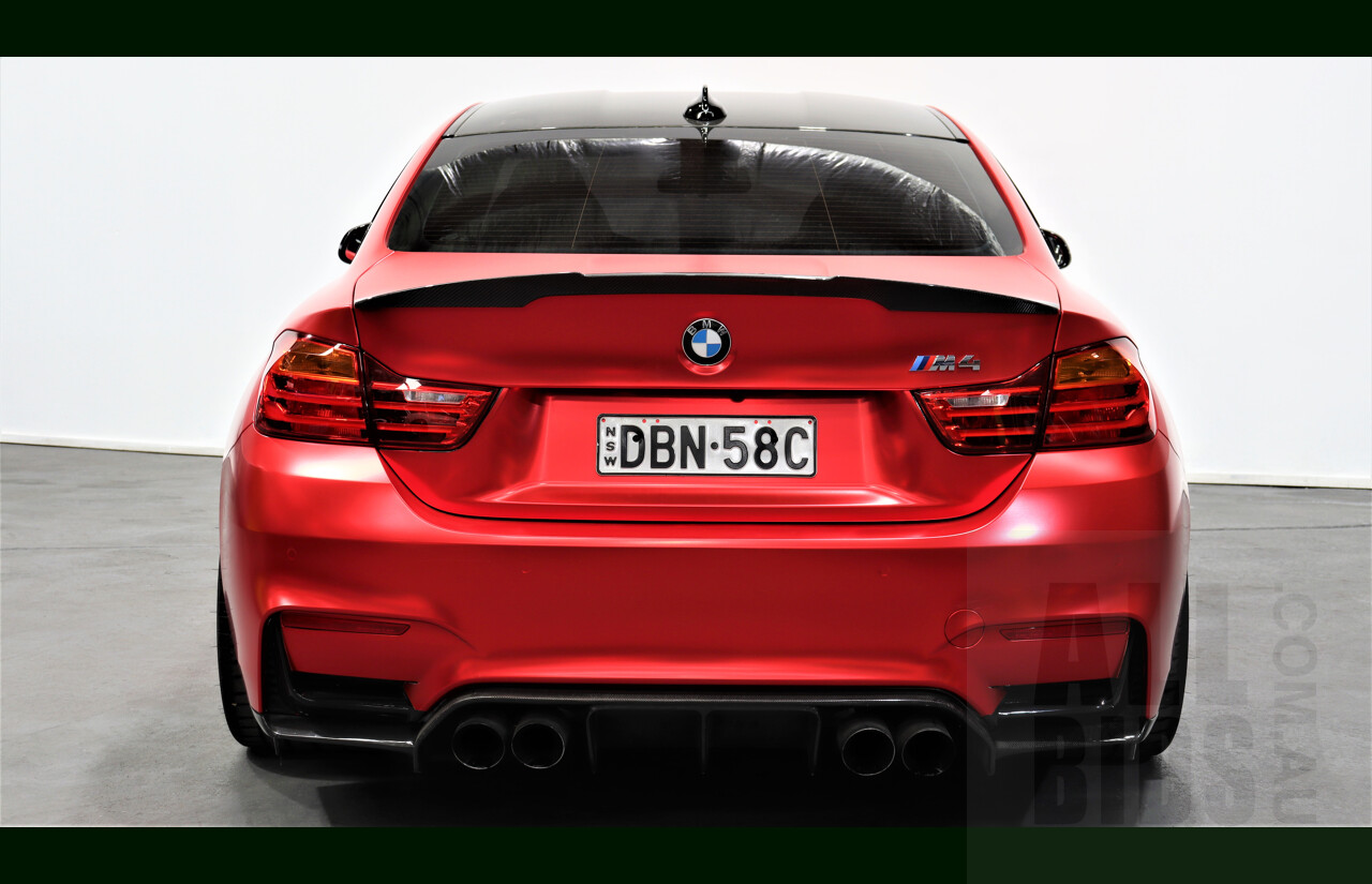 9/2015 BMW M4  F82 LCI 2d Coupe White White Wrapped Matte Red Chrome 3.0L Twin Turbo