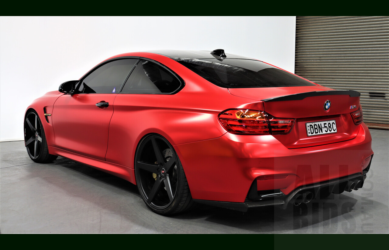 9/2015 BMW M4  F82 LCI 2d Coupe White White Wrapped Matte Red Chrome 3.0L Twin Turbo