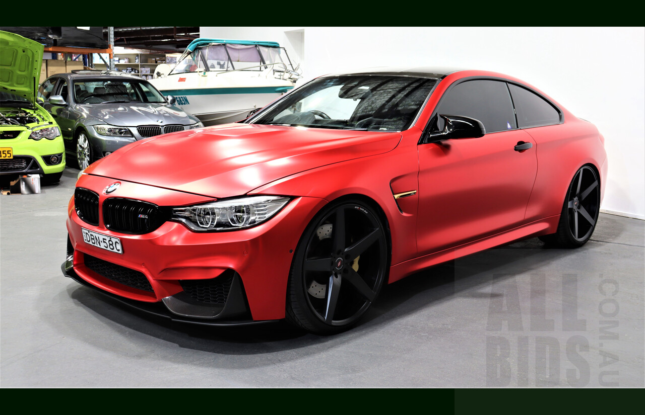 9/2015 BMW M4  F82 LCI 2d Coupe White White Wrapped Matte Red Chrome 3.0L Twin Turbo