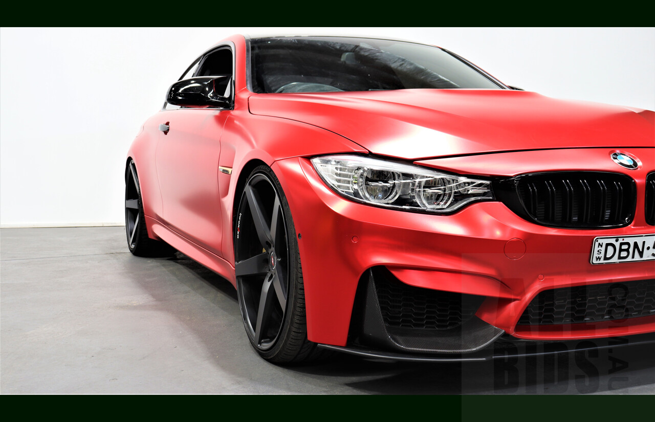9/2015 BMW M4  F82 LCI 2d Coupe White White Wrapped Matte Red Chrome 3.0L Twin Turbo