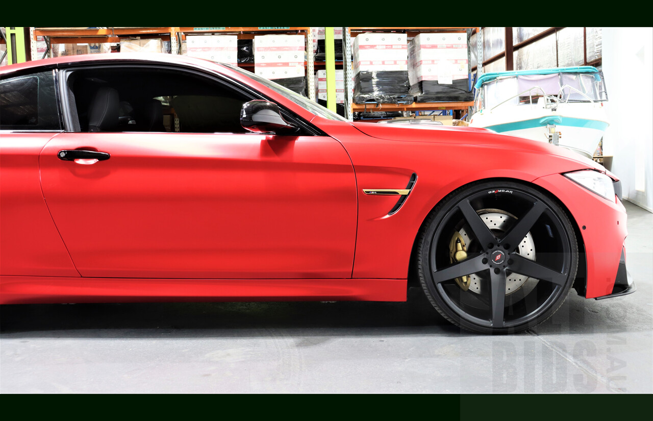 9/2015 BMW M4  F82 LCI 2d Coupe White White Wrapped Matte Red Chrome 3.0L Twin Turbo