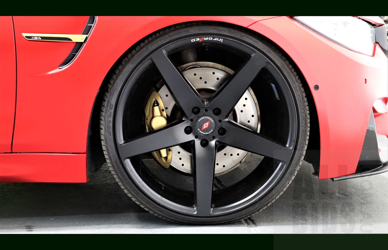 9/2015 BMW M4  F82 LCI 2d Coupe White White Wrapped Matte Red Chrome 3.0L Twin Turbo