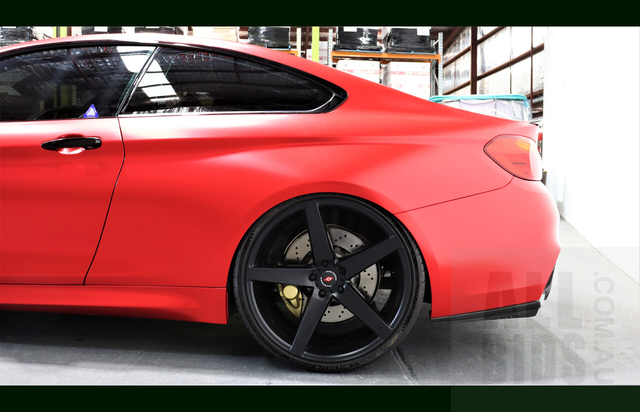 9/2015 BMW M4  F82 LCI 2d Coupe White White Wrapped Matte Red Chrome 3.0L Twin Turbo