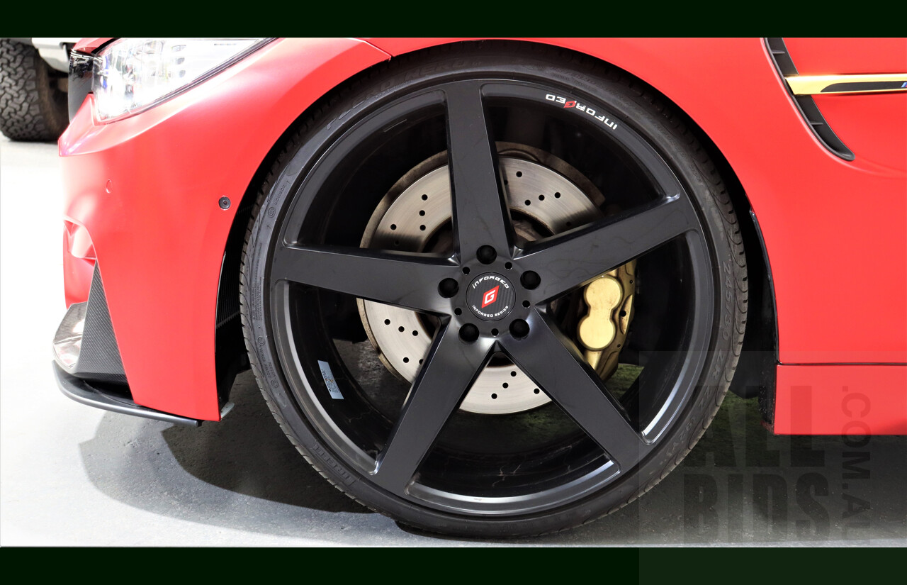 9/2015 BMW M4  F82 LCI 2d Coupe White White Wrapped Matte Red Chrome 3.0L Twin Turbo