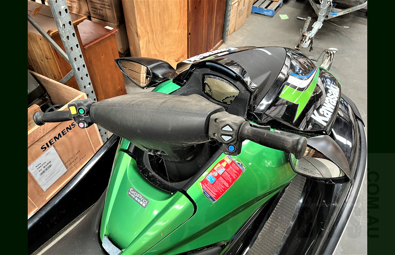 Kawasaki Ultra 300X VIN: US-KAW31788E313 With 09/2013 Ausmarine PWC13 Jetski Trailer VIN: 6KUAUSMARBRBT5487