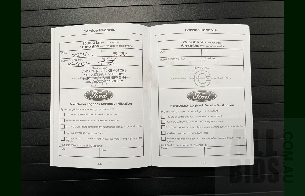 5/2021 Ford Ranger Raptor (4x4) PX MKII Dual Cab Utility Blue 2.0L Turbo Diesel