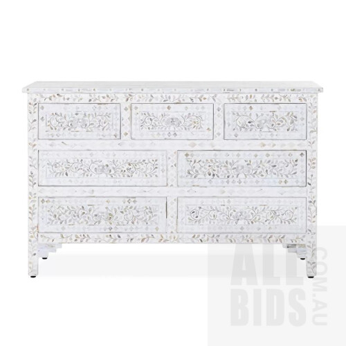 Matt Blatt Portia Ivy Mother Of Pearl Inlay Chest Of Drawers - ORP $2299.00