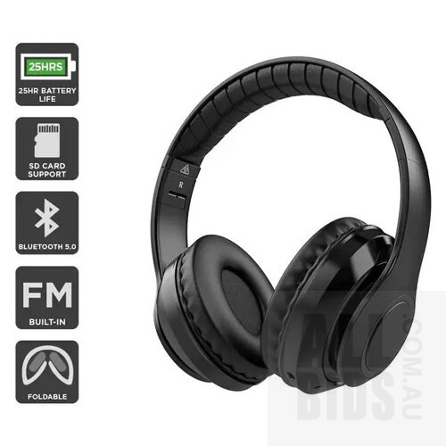 Assorted Gadgets Including Bluetooth Headphones, Portable Bluetooth Speaker, Active + Lite Smart Watch, iPhone|iPad|iPod Lightning to USB Cable Pack, and Rear View Mirror with Dash and Reverse Camera  - Lot of 5 - ORP $255.92