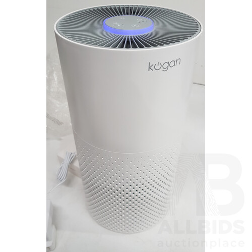 Assortment of Electronics Including Kogan Air Purifier, Smart Aroma Diffuser, Electric Insect Killer, and Motion Sensor LED Flood Light - Lot of 4  - Total ORP $257.98