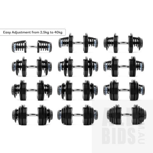 Fortis 40kg Smart Adjustable Weights Dumbbell in Original Box - ORP $259