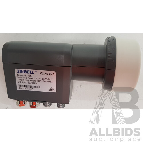 Zinwell Satellite Quad LNB Foxtel, Vast 10700 Quad Output - Lot of 20 - Total ORP $836.00