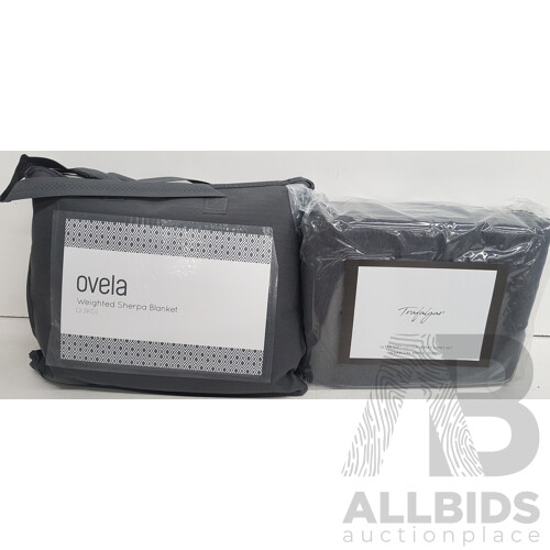 Ovela Weighted Blanket and Trafalgar Jersey Bed Sheets Set (Charcoal Marle, Queen) - Lot of 2 - Total ORP $84.98