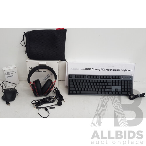 Kogan Bluetooth Mouse, Gaming Headphones, and Full RGB Mechanical Keyboard - Lot of 3 - Total ORP $117.98