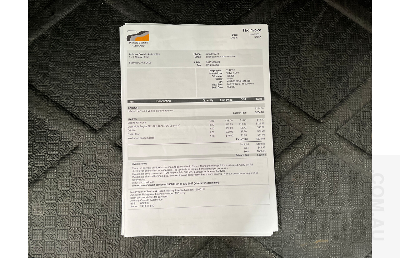 6/2013 Volvo XC60 D5 R-Design Polestar DZ MY12 4d Wagon White 2.4L Turbo Diesel