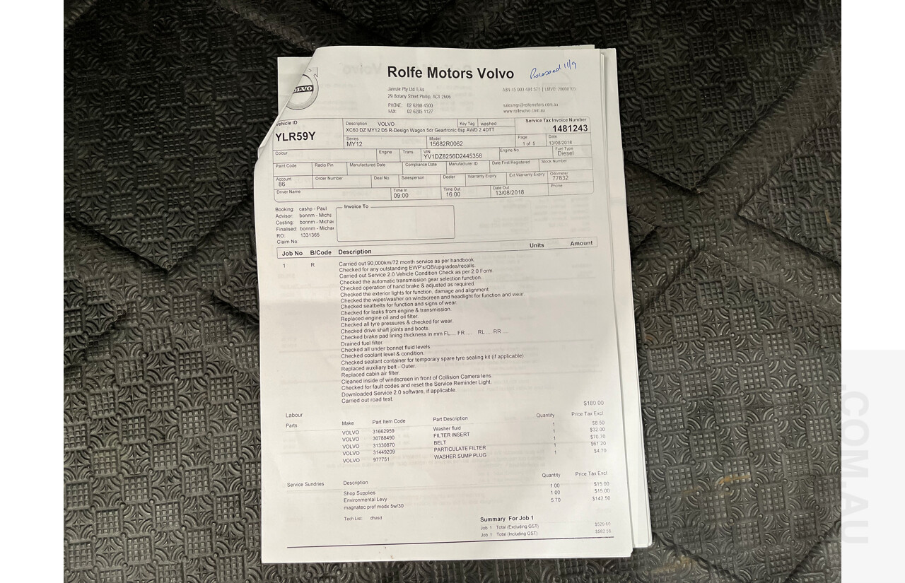 6/2013 Volvo XC60 D5 R-Design Polestar DZ MY12 4d Wagon White 2.4L Turbo Diesel