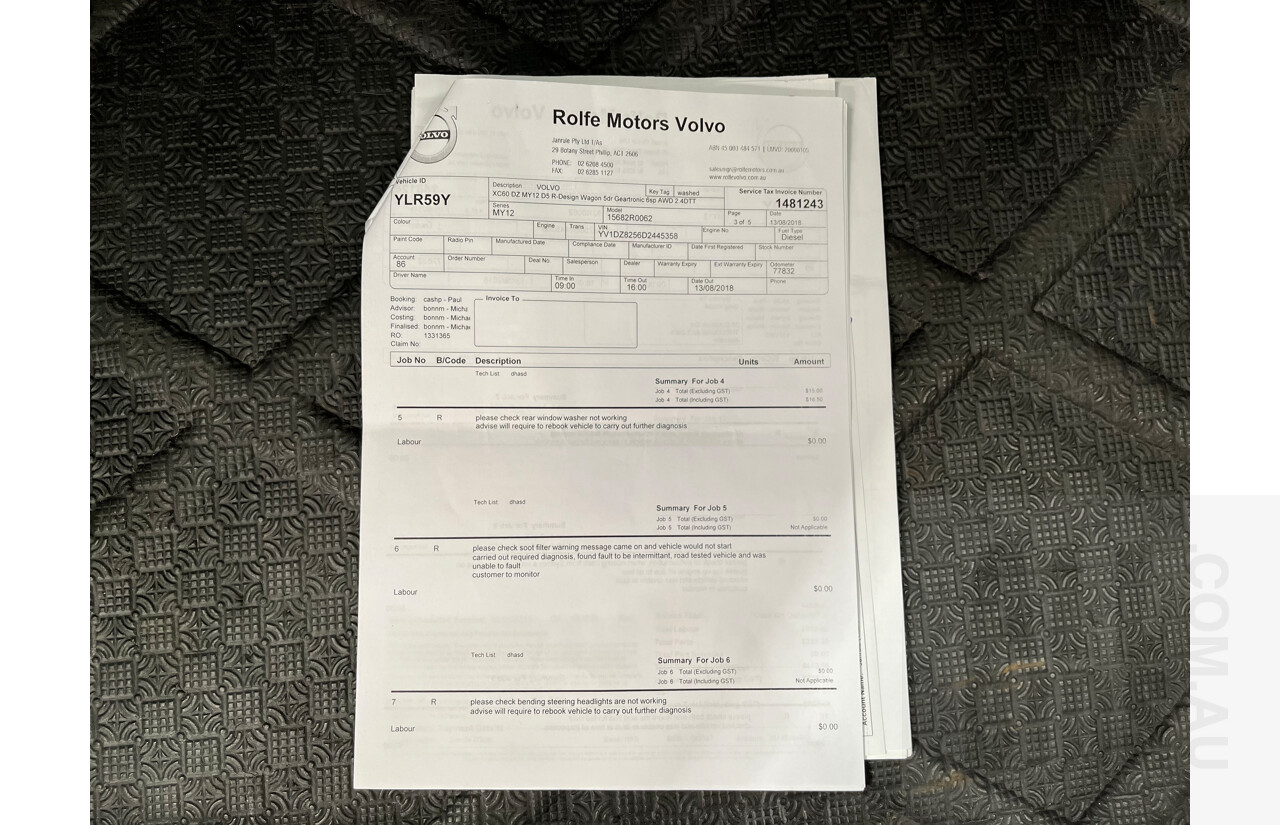 6/2013 Volvo XC60 D5 R-Design Polestar DZ MY12 4d Wagon White 2.4L Turbo Diesel