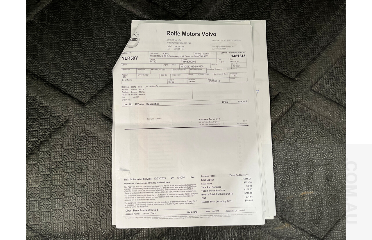 6/2013 Volvo XC60 D5 R-Design Polestar DZ MY12 4d Wagon White 2.4L Turbo Diesel