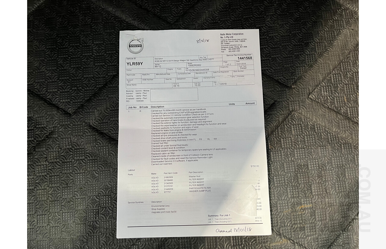 6/2013 Volvo XC60 D5 R-Design Polestar DZ MY12 4d Wagon White 2.4L Turbo Diesel