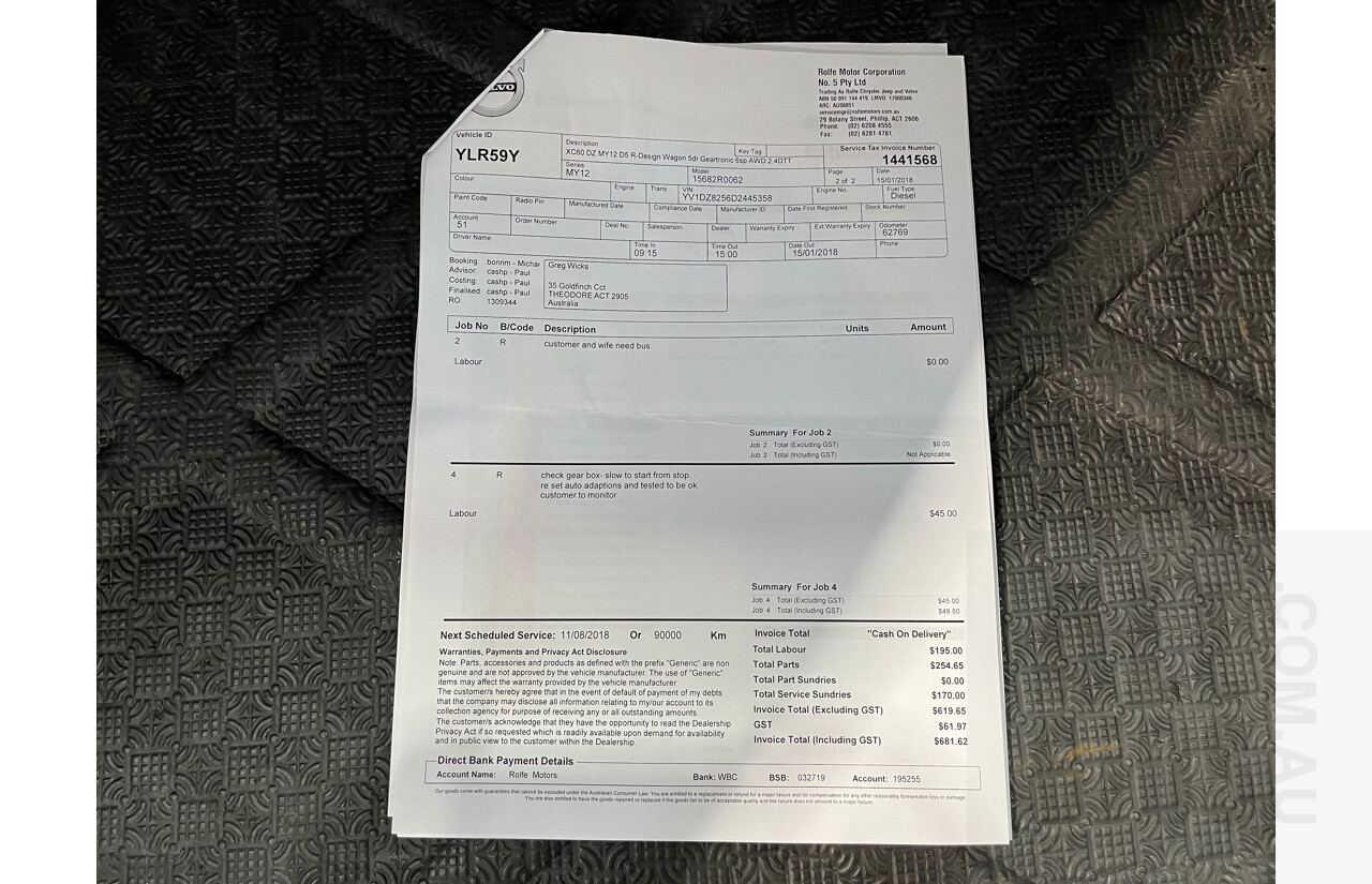 6/2013 Volvo XC60 D5 R-Design Polestar DZ MY12 4d Wagon White 2.4L Turbo Diesel