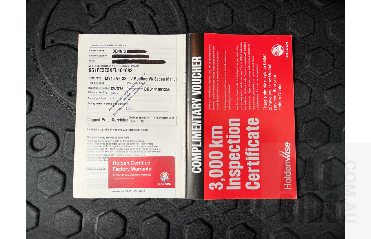 10/2014 Holden Commodore SS-V Redline VF MY15 4d Sedan White 6.0L