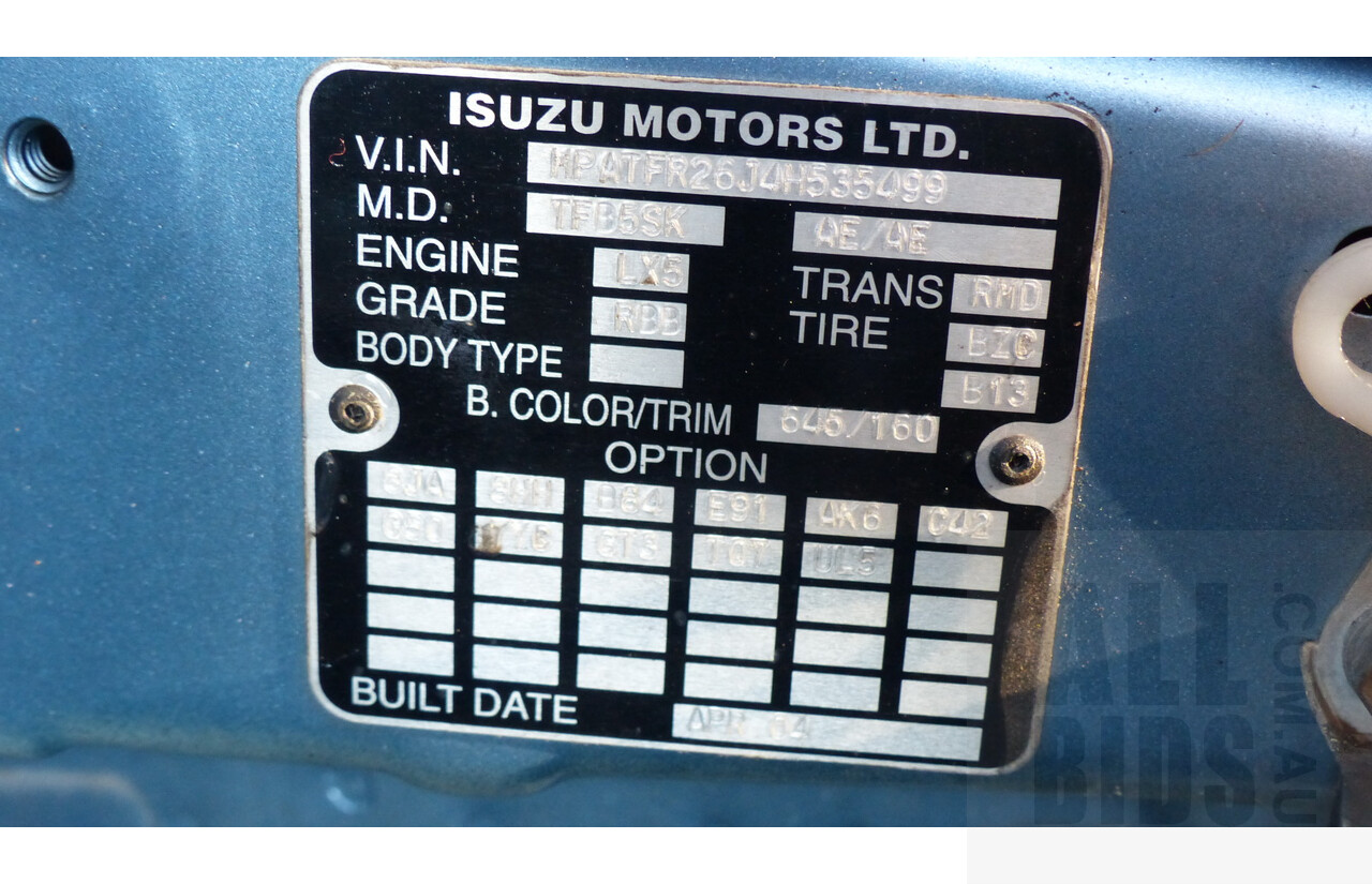 5/2004 Holden Rodeo LX RA Cab Chassis Blue 3.5L V6